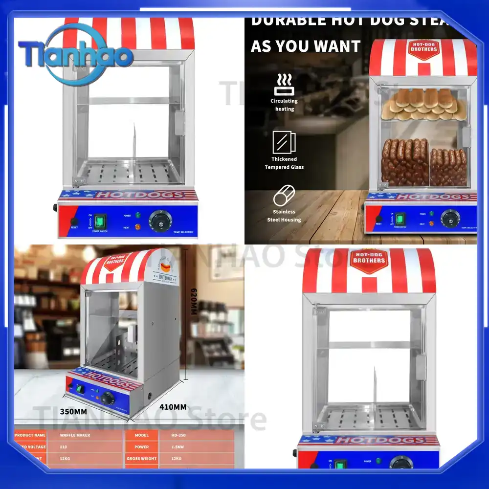 Food Processor Snacks - Ticari Otomatik Sosisli Sandviç Ekmek Isıtıcısı,