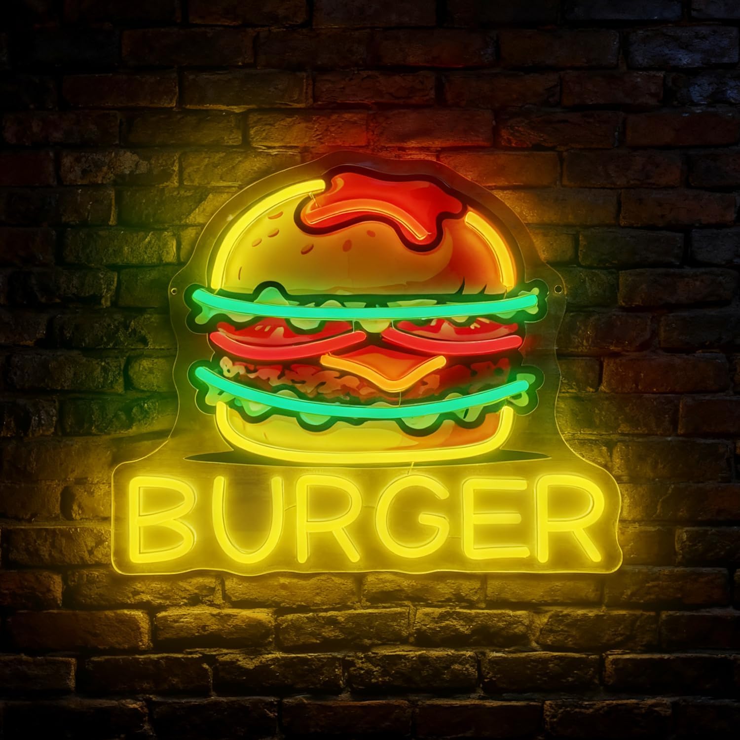Food Snacks Restaurant - Burger Neon Tabelası, Restoran Snack Bar