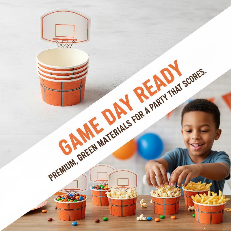 Food Snacks For Kids Party - 6 adet basketbol atıştırmalık kaseleri gıda