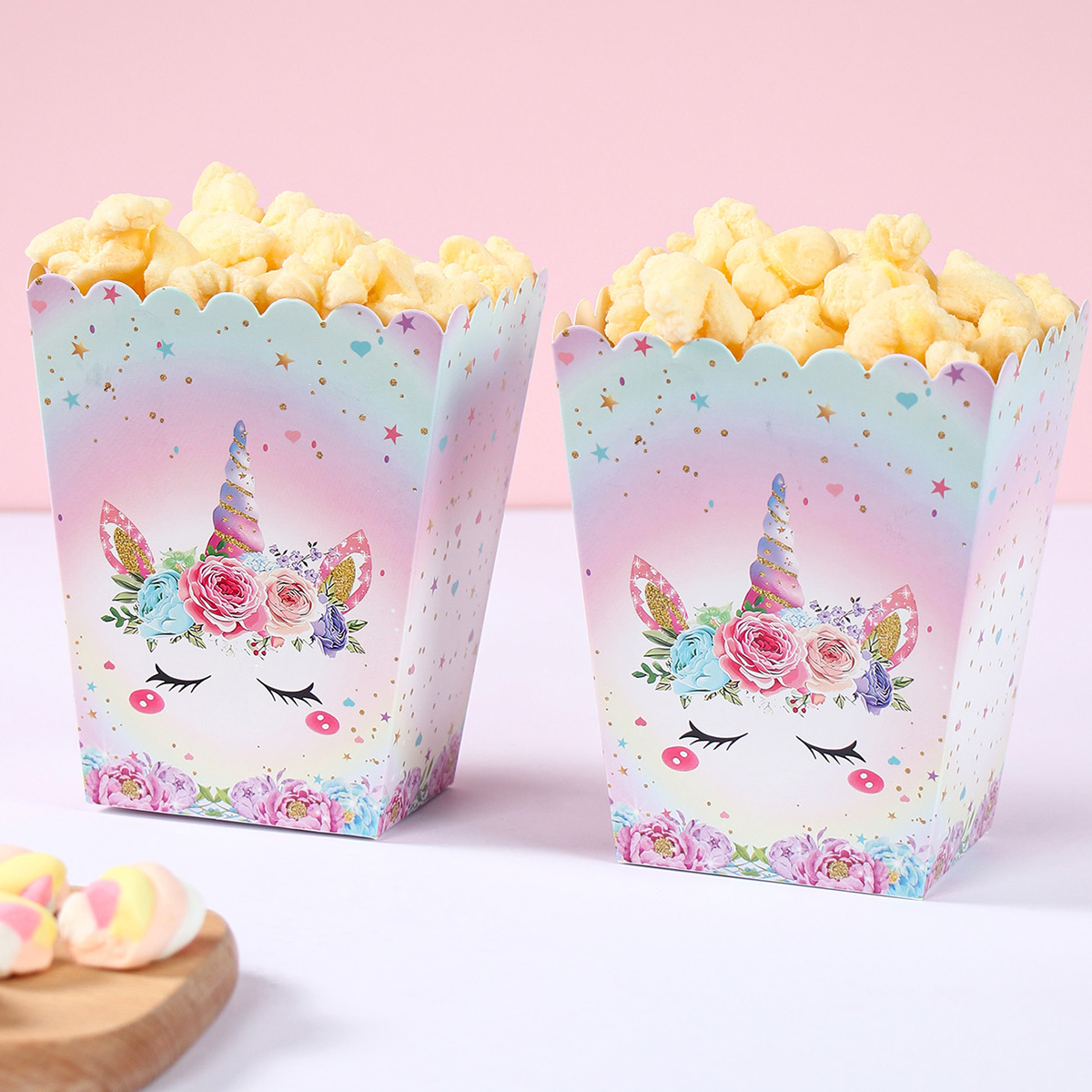 Food Snacks For Kids Party - 8 adet kağıt şeker kartonları patlamış