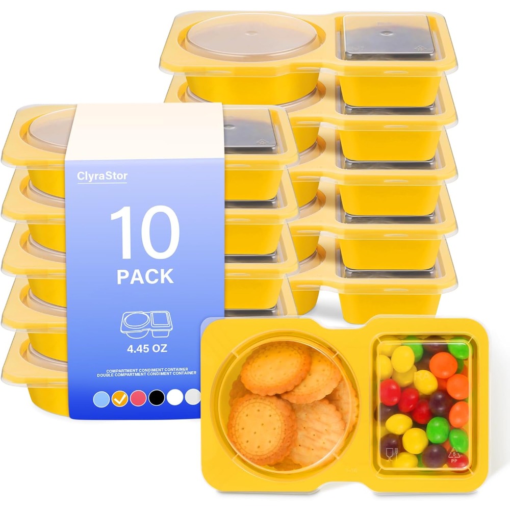 Food Snacks For Kids Party - 2 Bölmeli Tek Kullanımlık Plastik Atıştırmalık